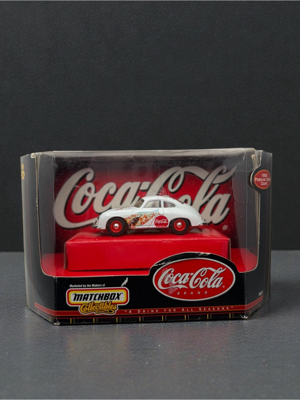 Coca-Cola White Porsche 356A Coupe Die-Cast with Red Wheels